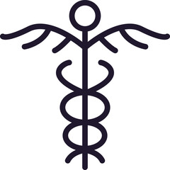 Healthcare concept. Vector sign drawn in line style for web sites, UI, apps, shops, stores, adverts. Editable stroke. Vector line icon of The caduceus