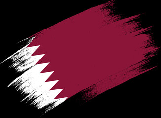 Qatar  flag with brush paint textured  on  white background