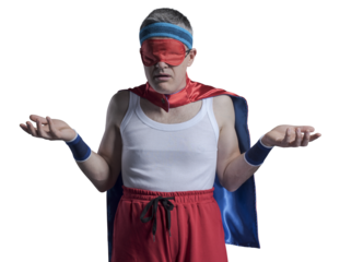 PNG file no background Funny superhero wearing a sleep mask