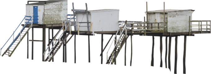 Isolated PNG cutout of a wooden fisherman's hutt on a transparent background