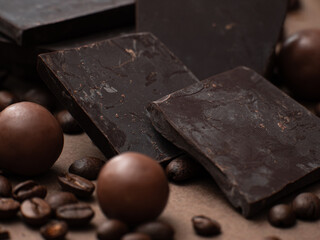 coffee beans  and dark chocolate