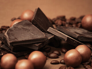 coffee beans  and dark chocolate