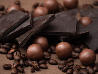 coffee beans  and dark chocolate