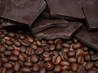 coffee beans  and dark chocolate