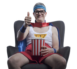 PNG file no background Funny superhero watching movies
