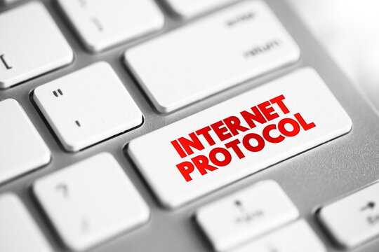 Internet Protocol - network layer communications protocol in the Internet protocol suite for relaying datagrams across network boundaries, text concept button on keyboard