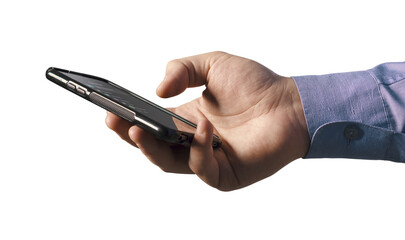 PNG file no background Businessman using his smartphone