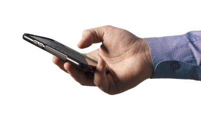 PNG file no background Businessman using his smartphone