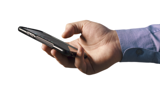 PNG file no background Businessman using his smartphone