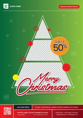 Christmas Flyer A4 Size with Triangle Tree-like photo placeholder perfect for your december event