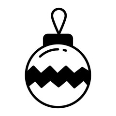 Christmas ball glyph icon isolated on white background