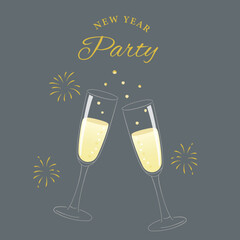 Champagne illustration for new year party