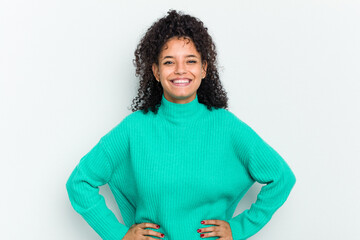 Young african american woman isolated confident keeping hands on hips.
