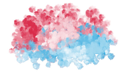 Fluffy blue red white watercolor backgrounds and textures with colorful abstract art creations. Smoke or cloud texture. PNG transparent available.