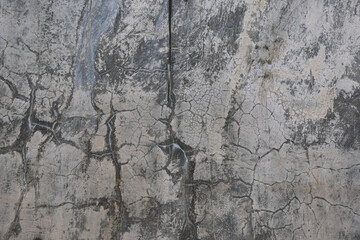 Old gray concrete wall with cracks and mildew background and wallpaper texture