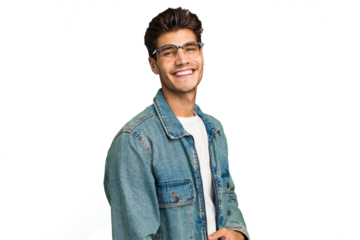 Young caucasian handsome man isolated confident keeping hands on hips.