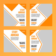Study Abroad Story, Post Vector Design For Social Media - Combo Set, Poster, Banner, Story, Template, Post, Vector, Modern, Attractive, Creative Graphics Collection
