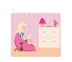 Illustration of a Girl Reading a book