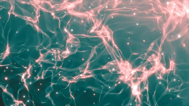 Abstract smoke background in the rays of the sun, beautiful glowing waves from the air with particles of energy and magic. Screensaver, video in 4k, motion graphics design