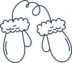 Winter warm gloves flat icon Christmas tags and label
