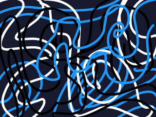 Abstract Background with Tangled Lines and Figures. Crazy Modern Design for Album Cover, Card, Invitation. Rectangular Base for Banner or Poster.