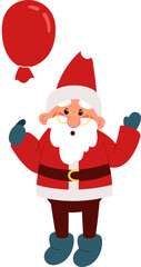 Funny Santa Claus with balloon flat icon