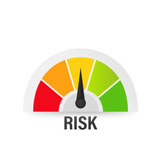 Risk icon on the speedometer. Average risk meter. isolated on white background. Vector illustration