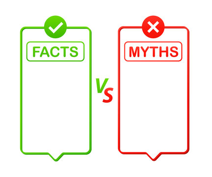 Facts vs myths acts, great design for any purposes. Fact-checking or easy compare evidence. Vector illustration