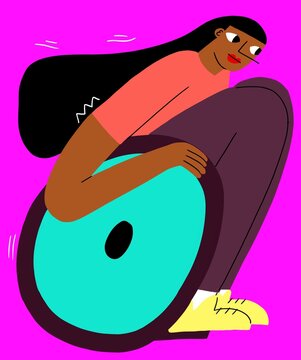 Wheelchair user going at speed