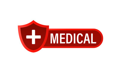 Obraz premium Shield protection protection with drug on white isolated background. Vector illustration