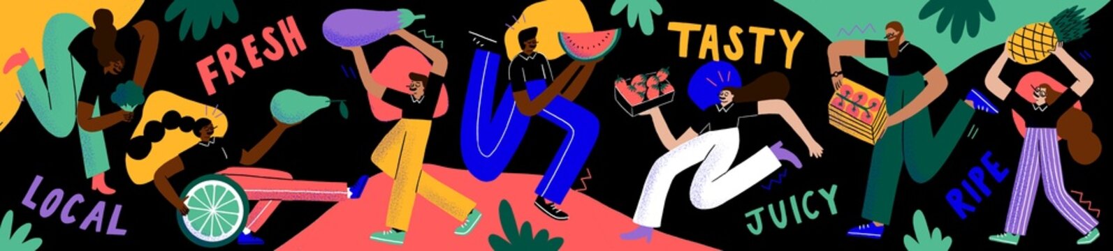 People with fruit and veg