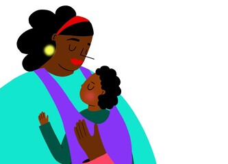 Mother carrying child