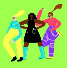 Three people queuing to vote