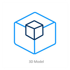 3D Model and cube icon concept