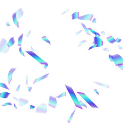 Beautiful falling confetti scatter vector background. Blue  hologram elements new year vector. Surprise burst party confetti. Holiday celebration decor illustration. Casino win.