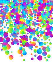 Glamour falling confetti decoration vector illustration. Rainbow round particles fiesta vector. Cracker poppers flying confetti. Holiday celebration decoration background. Random pieces.