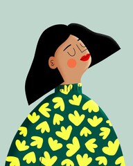 Happy White Woman, basking in the sun