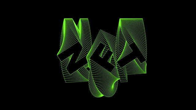 NFT animation. Black green non-fungible token text