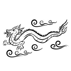 Vector illustration of a Chinese dragon. Black asian dragon. Vector illustration