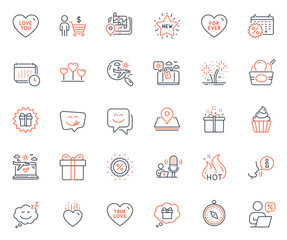 Holidays icons set. Included icon as Special offer, Search flight and Gps web elements. Sleep, Travel compass, Pin icons. Ice cream, Surprise gift, New star web signs. Hot sale, True loveHeart. Vector