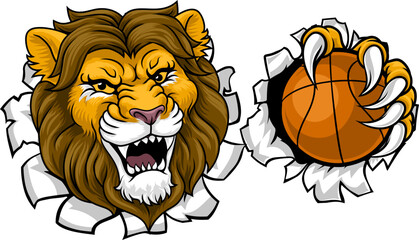 A lion basketball ball team cartoon animal sports mascot © Christos Georghiou