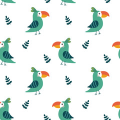 Funny birds seamless pattern. Childish design for fabric, wrapping, textile, wallpaper, apparel.