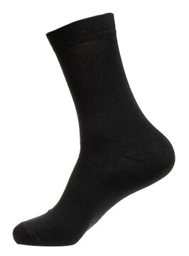 Long black sock on mannequin isolated on white
