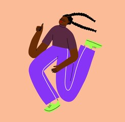 Dancing Woman with Thumbs Up - Purple Outfit