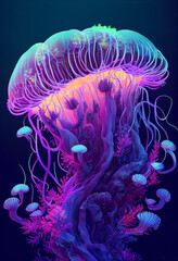 jellyfish in dark water