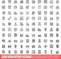 100 industry icons set. Outline illustration of 100 industry icons vector set isolated on white background