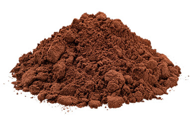 Pile of chocolate cocoa powder isolated on white background