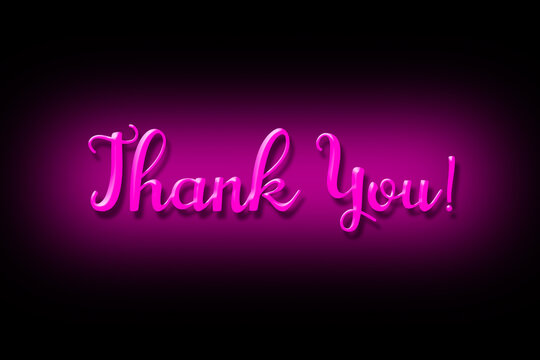 Thank You. Pink neon inscription isolated on a black background. Lifestyle.