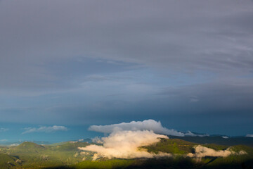 Spring sunset in Puigsacalm peak, La Garrotxa, Spain