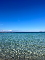 Fototapeta na wymiar Blue seascape, azure sea surface and blue sea, sea horizon background